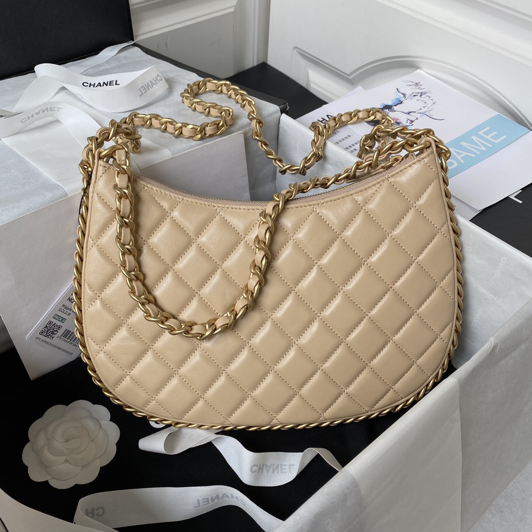 Large Lambskin Hobo Bag AS4368 Apricot